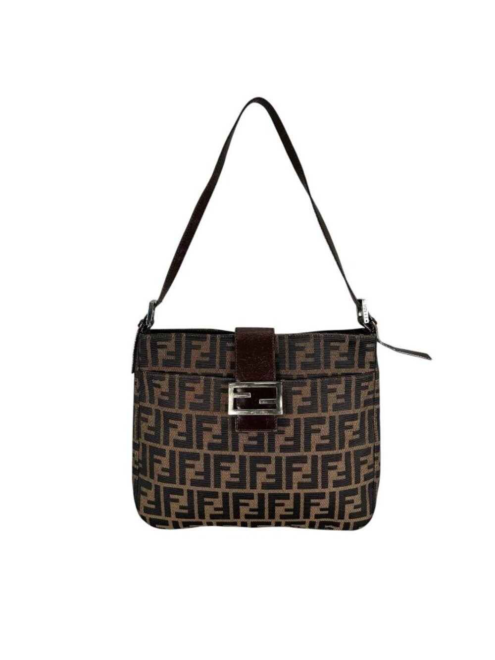 Fendi Zucca Pattern Shoulder Bag Canvas Brown